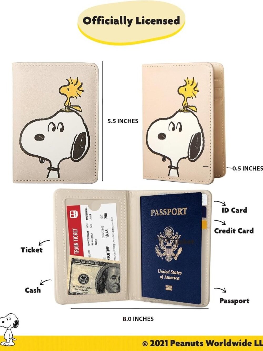 Peanuts Snoopy & Woodstock Passport and ID Wallet - NWOT - Picture 8 of 9